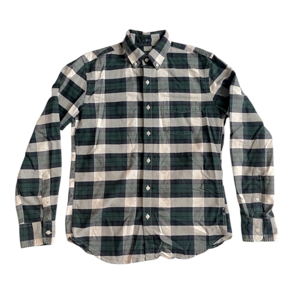 J Crew Men’s Oxford Slim Cut Plaid Button Down Shirt Medium